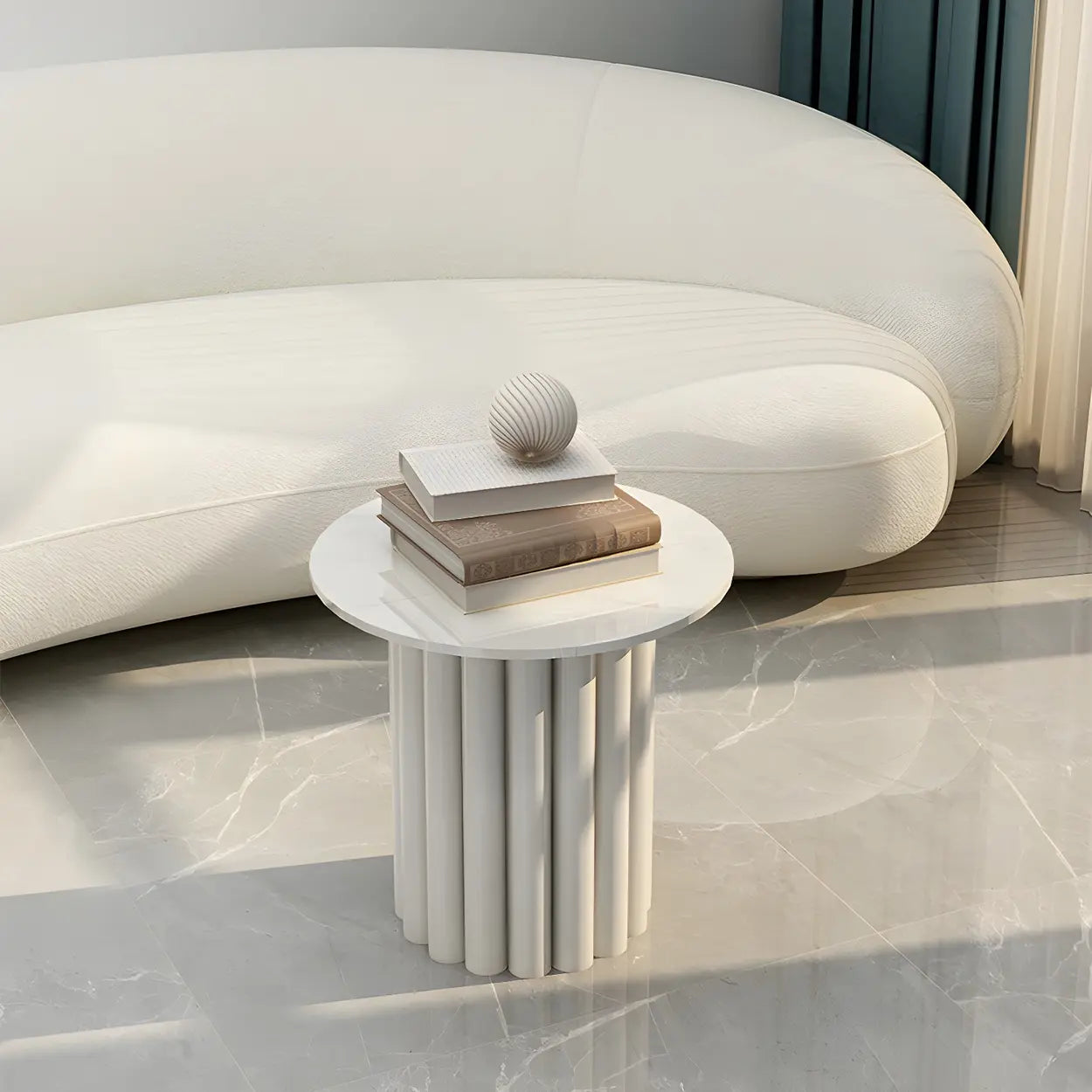 Gloss Round Stone Coffee Table