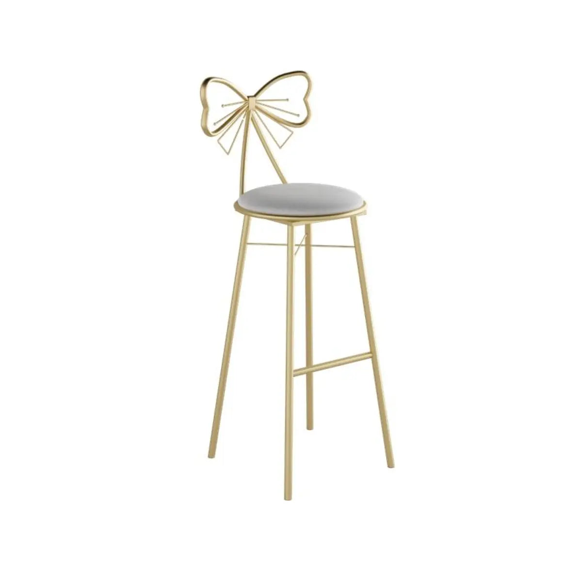 Gold Butterfly Round Velvet Tall Bar Stool — Blue