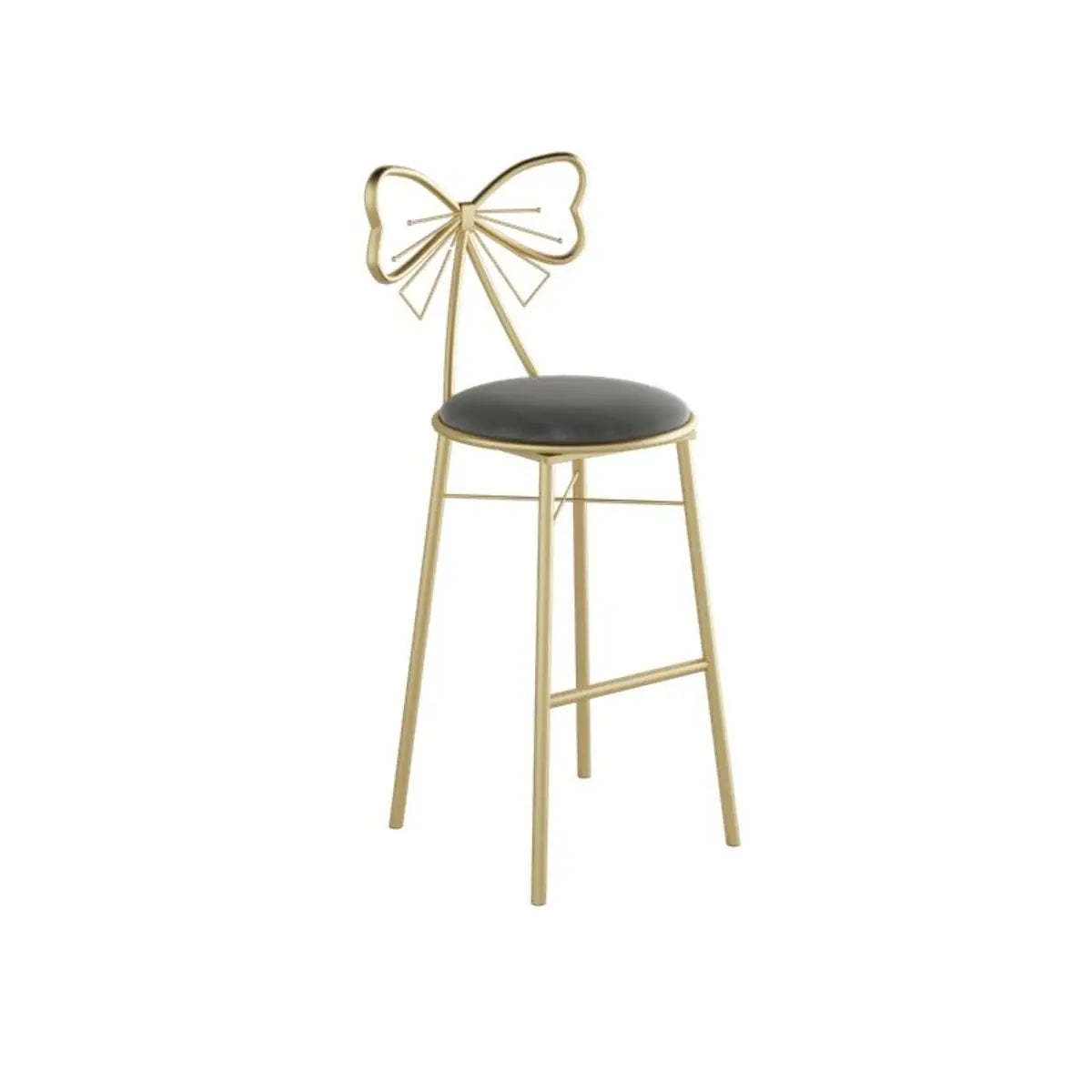 Gold Butterfly Round Velvet Tall Bar Stool — Pink