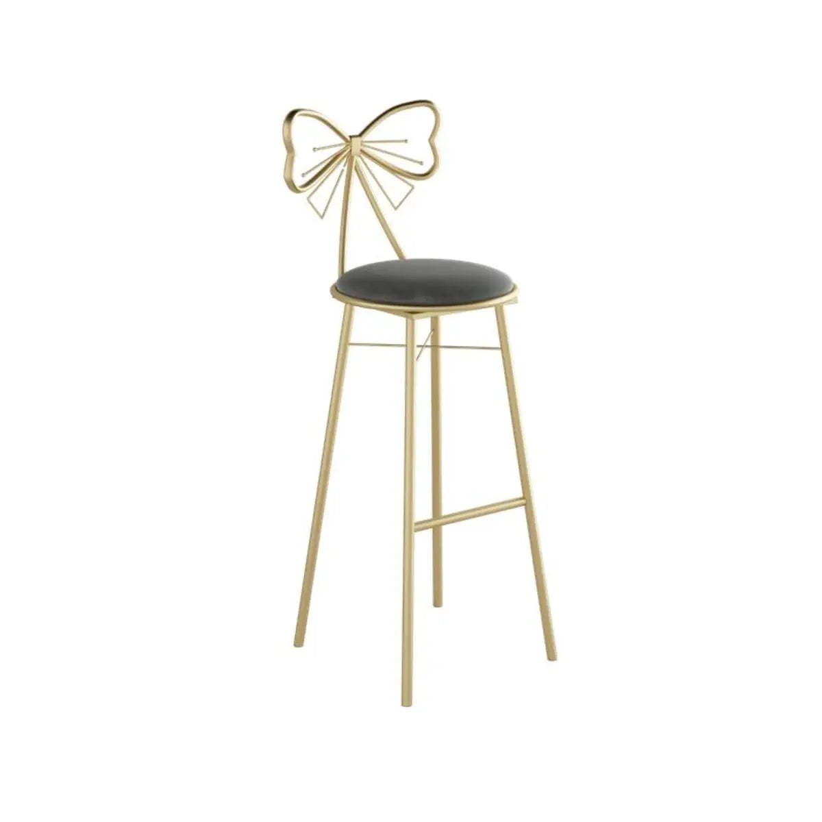 Gold Butterfly Round Velvet Tall Bar Stool — Pink