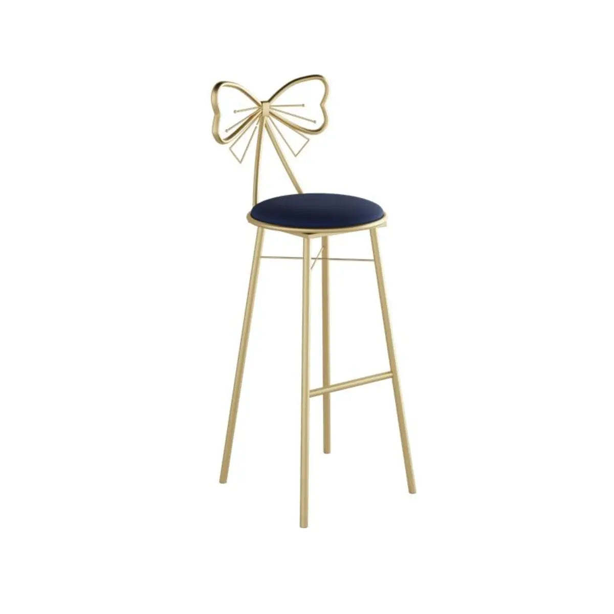 Gold Butterfly Round Velvet Tall Bar Stool — Pink