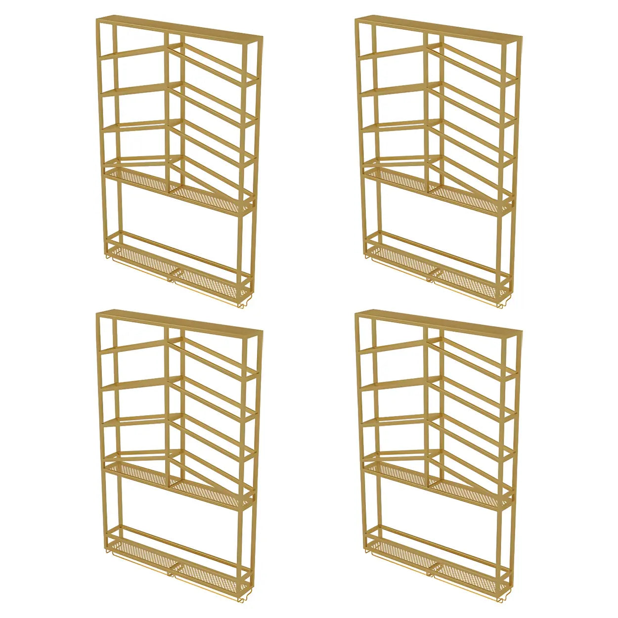 Gold Geometric Metal Floating Wall Wine Rack