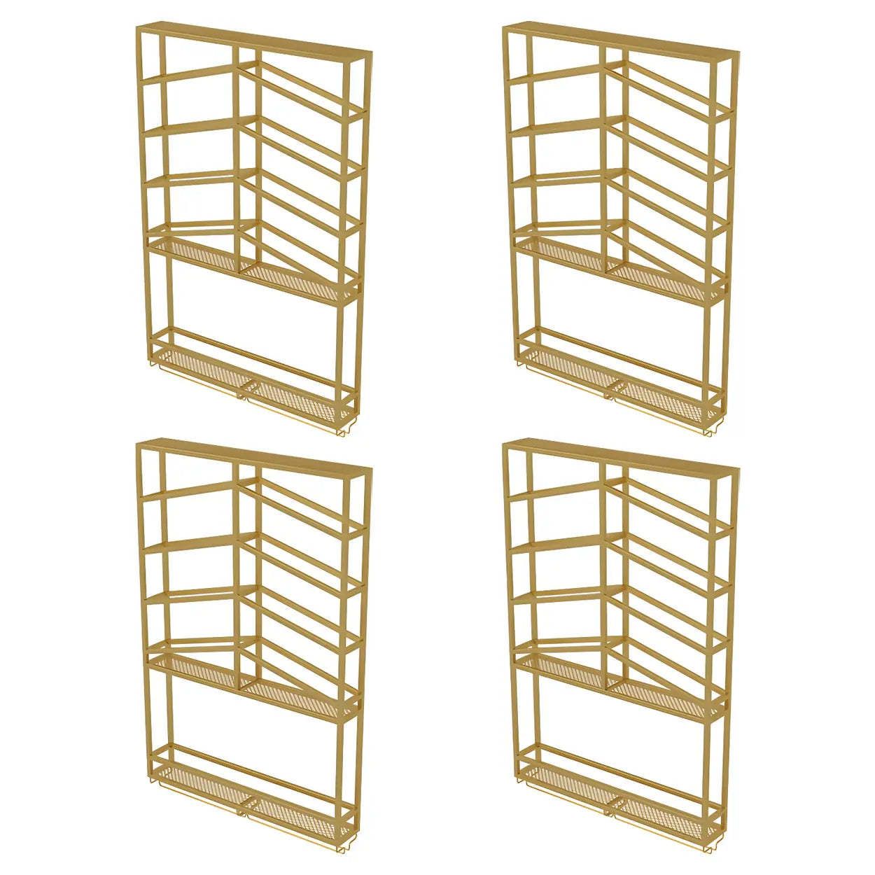 Gold Geometric Metal Floating Wall Wine Rack