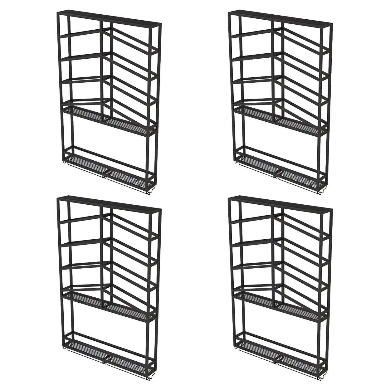 Gold Geometric Metal Floating Wall Wine Rack — Gold / 4 Piece Set
