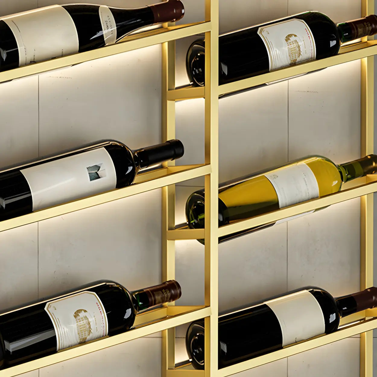 Gold Geometric Metal Floating Wall Wine Rack — Matte Black / 2 Piece Set