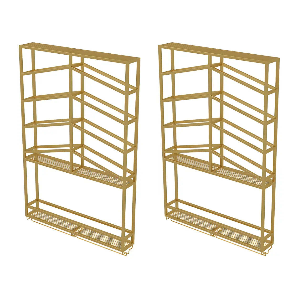 Gold Geometric Metal Floating Wall Wine Rack — Matte Black / 4 Piece Set