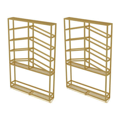 Gold Geometric Metal Floating Wall Wine Rack — Matte Black / 4 Piece Set