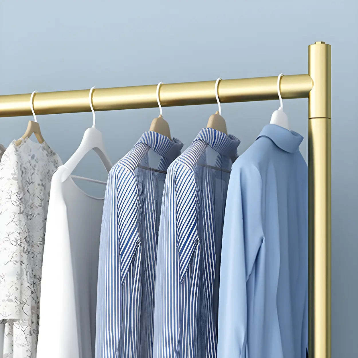 Gold Metal Rolling Coat Rack with Casters