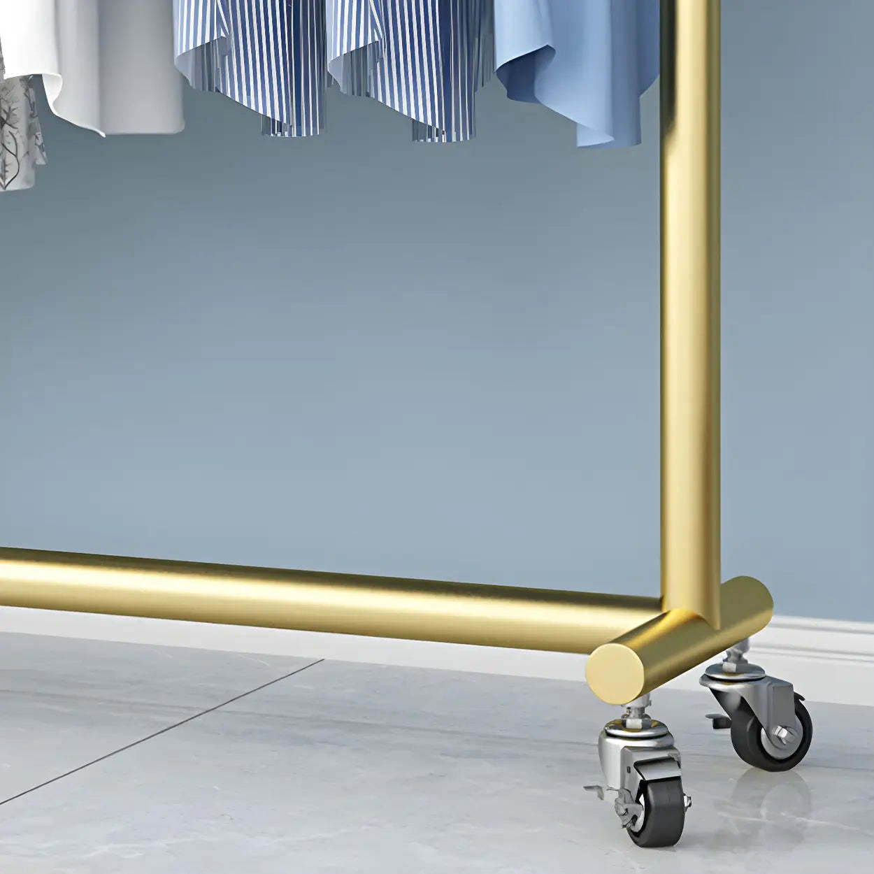 Gold Metal Rolling Coat Rack with Casters