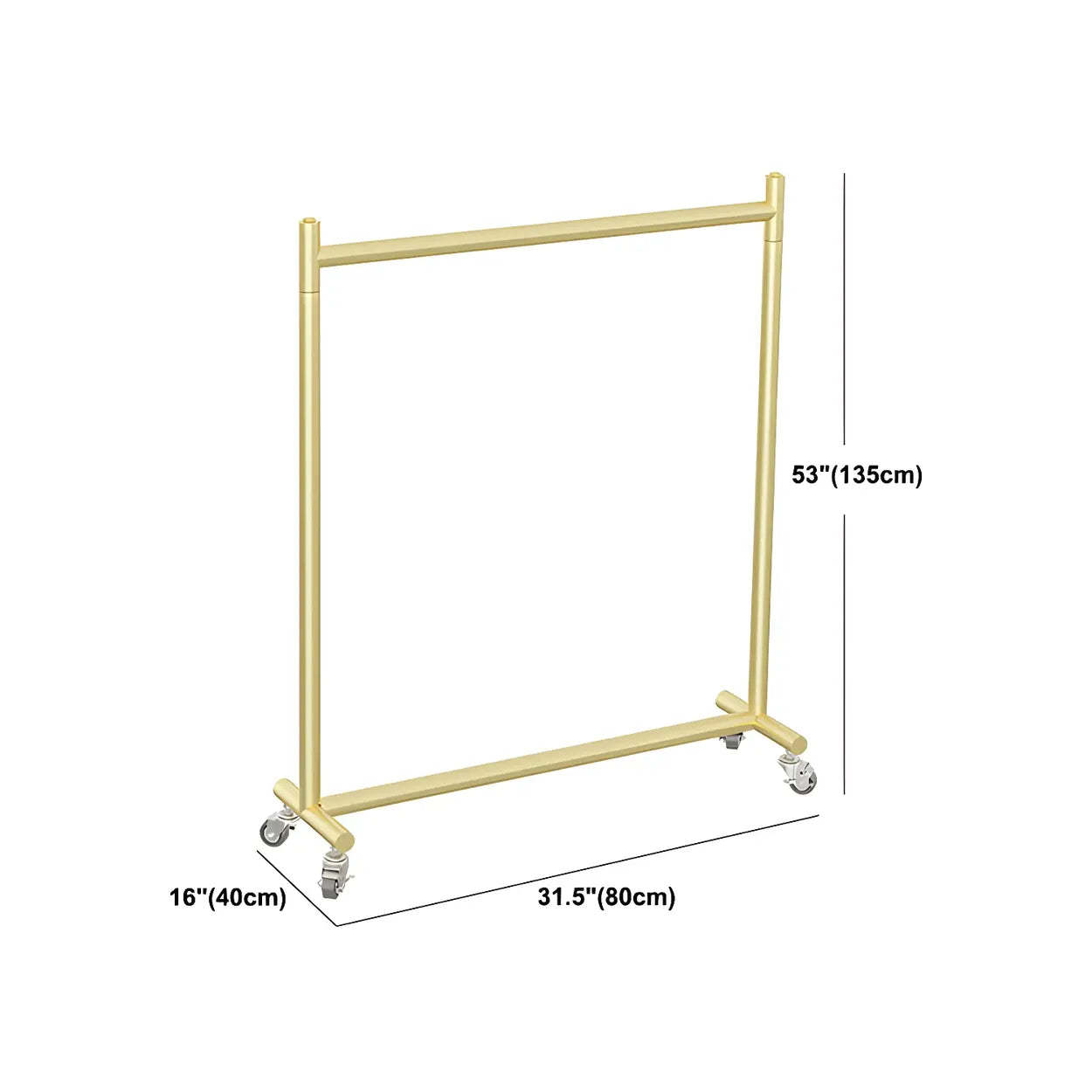 Gold Metal Rolling Coat Rack with Casters