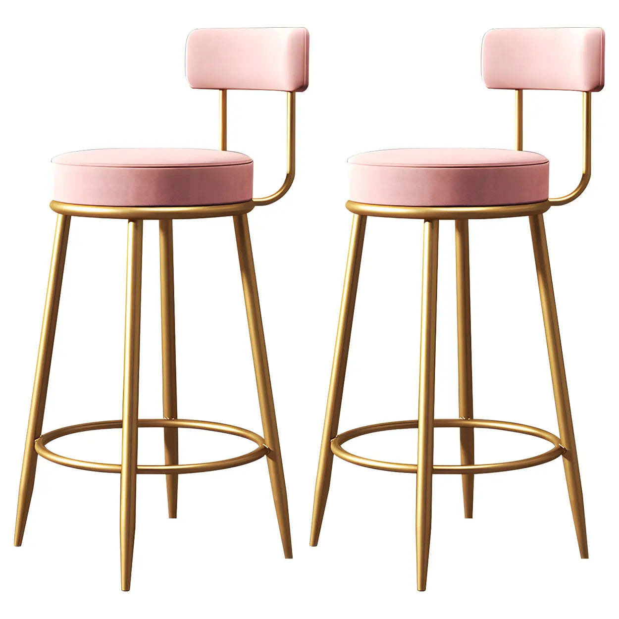 Velvet Round Bar Stool with Gold Frame — Gray / 1 Piece