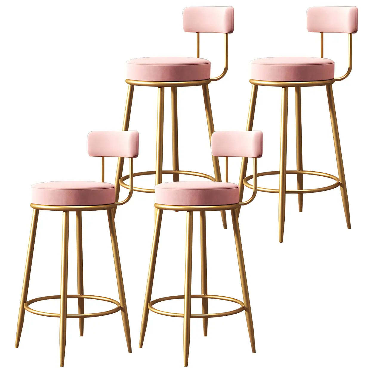 Velvet Round Bar Stool with Gold Frame — Gray / 1 Piece