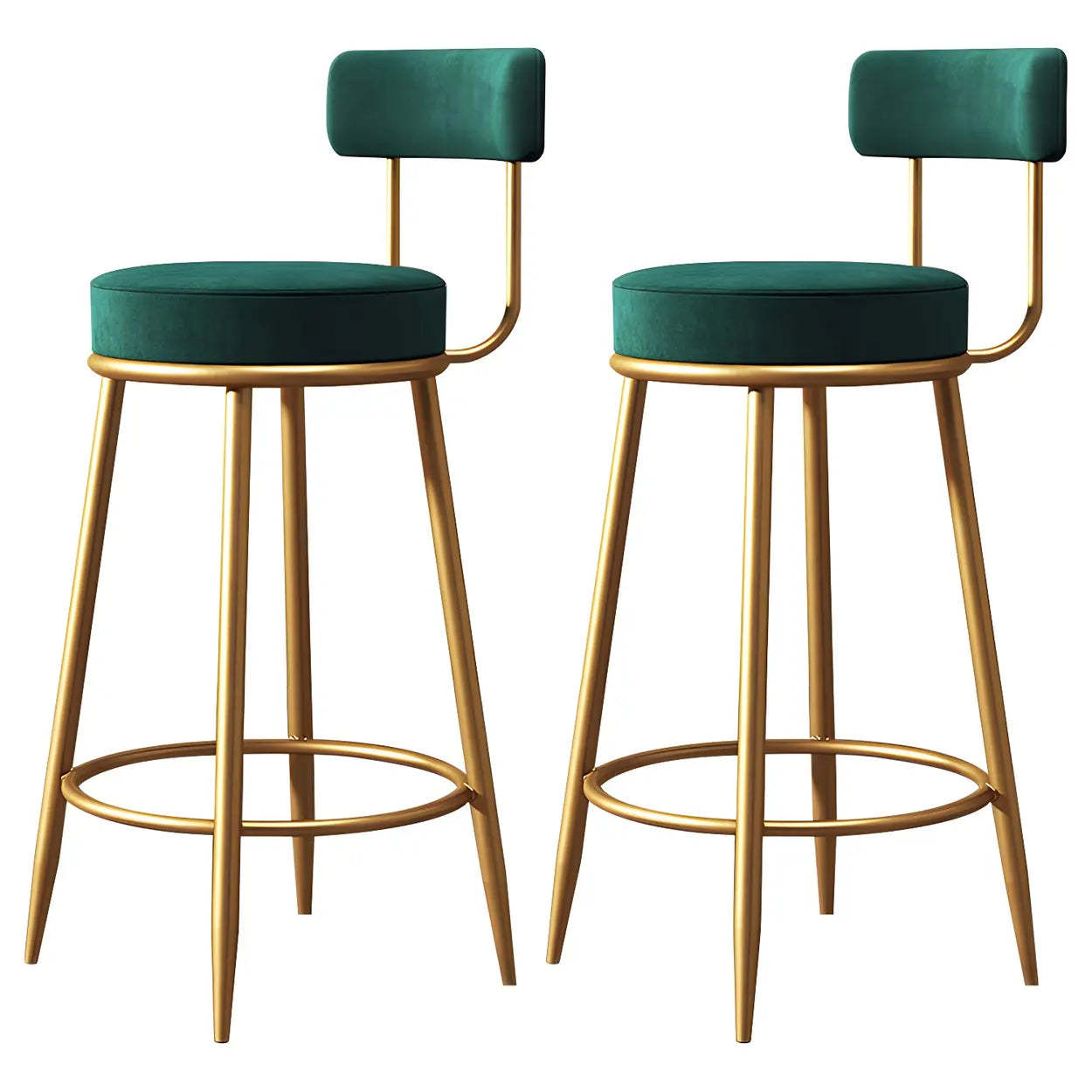 Velvet Round Bar Stool with Gold Frame — White / 1 Piece