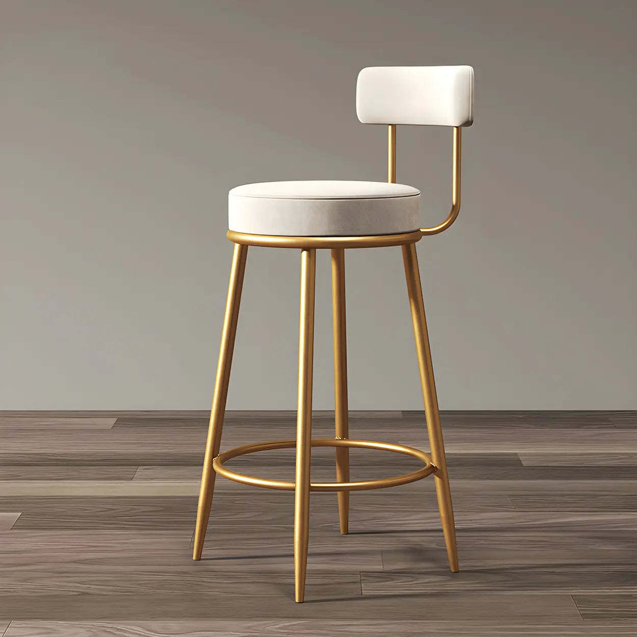Velvet Round Bar Stool with Gold Frame — Black / 2 Piece Set