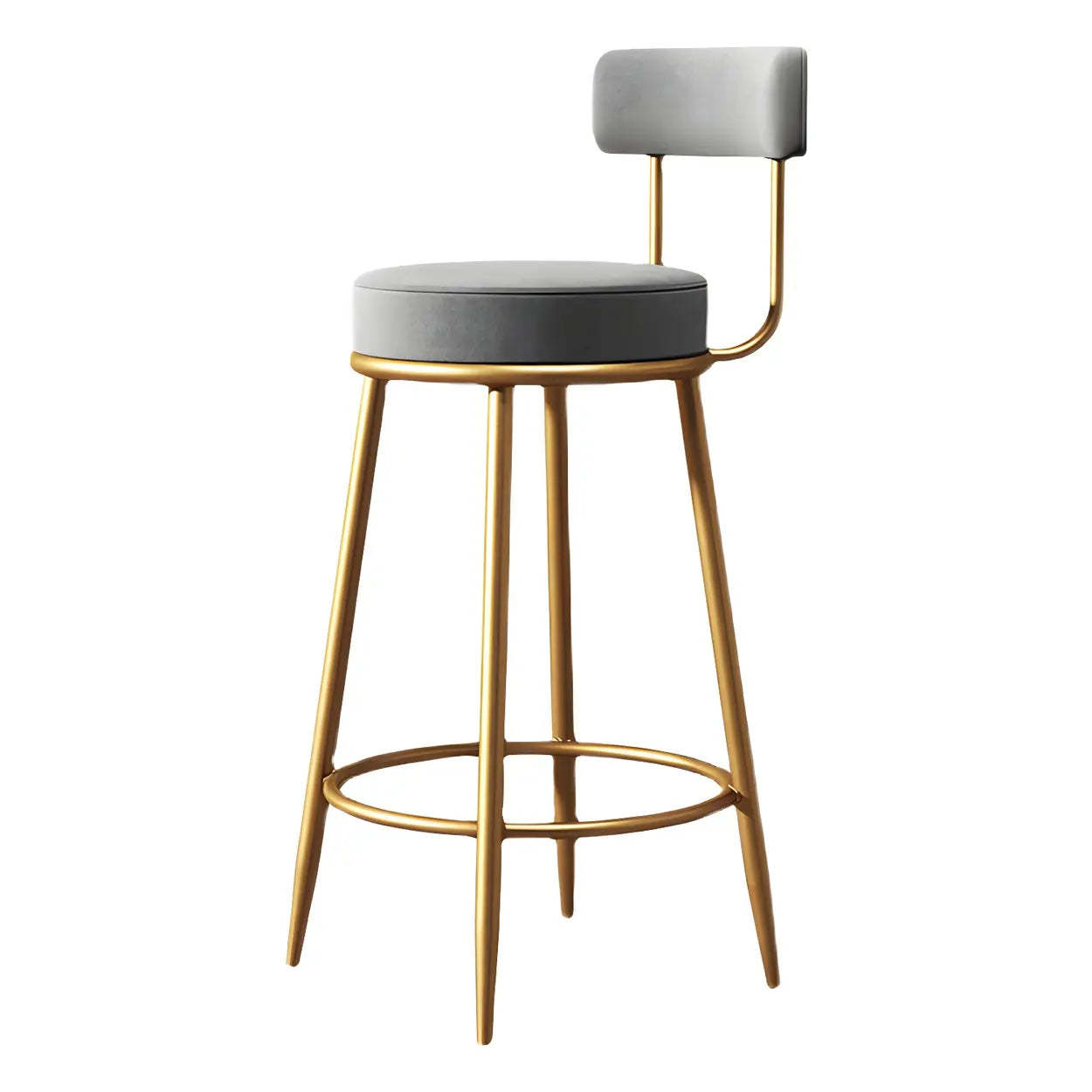 Velvet Round Bar Stool with Gold Frame — Black / 4 Piece Set