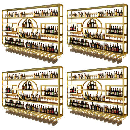 Gold Rectangular Metal Wall-Mounted Wine Rack