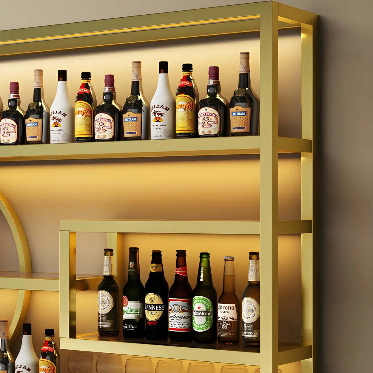 Gold Rectangular Metal Wall-Mounted Wine Rack