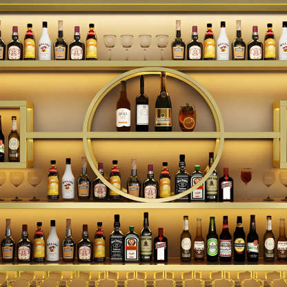 Gold Rectangular Metal Wall-Mounted Wine Rack