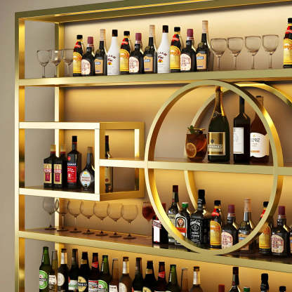 Gold Rectangular Metal Wall-Mounted Wine Rack