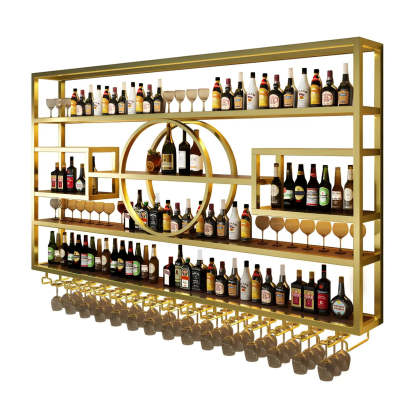 Gold Rectangular Metal Wall-Mounted Wine Rack