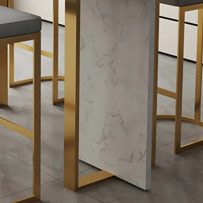 Luxury marble-top white bar tables, Lighom — 78.7"L x 17.7"W x 39.3"H / Gold
