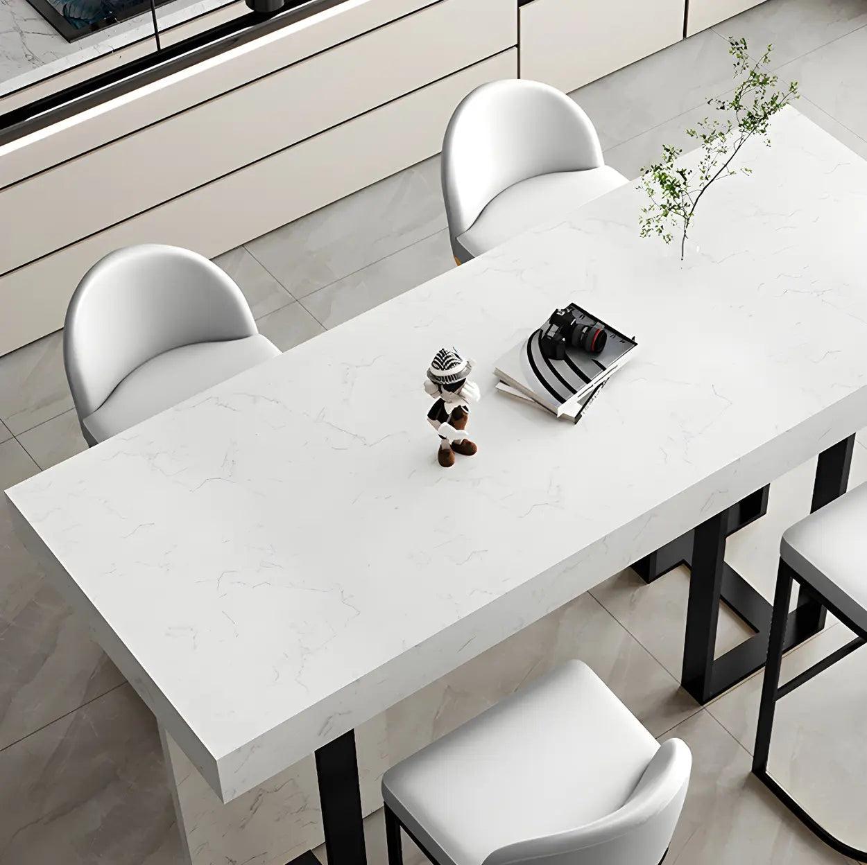 Marble-Top Gold Iron Bar Table