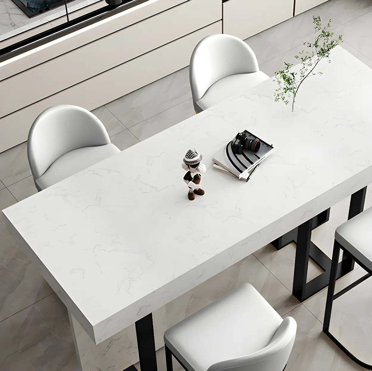 Marble-Top Gold Iron Bar Table