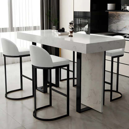 Marble-Top Gold Iron Bar Table