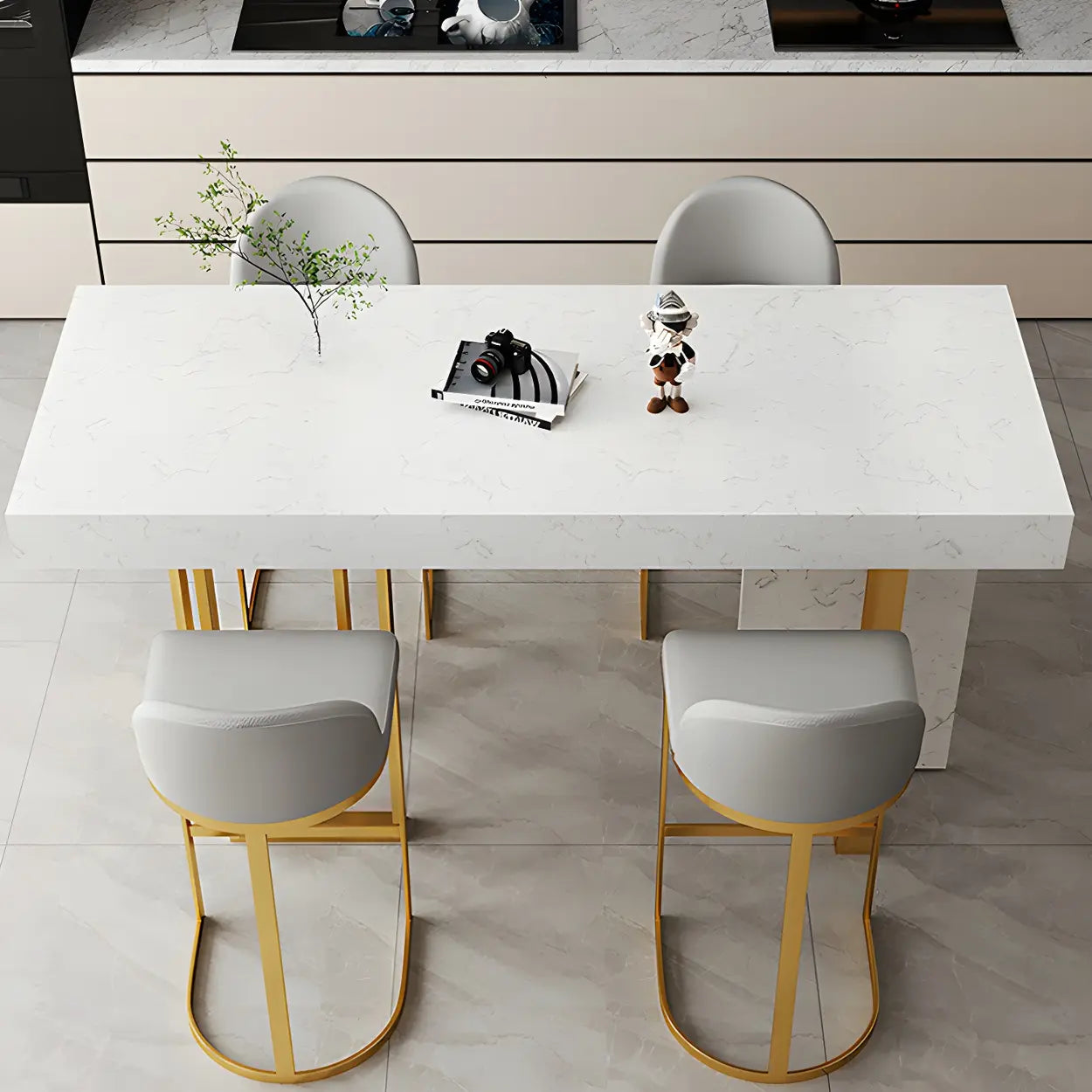 White luxury marble-top bar tables