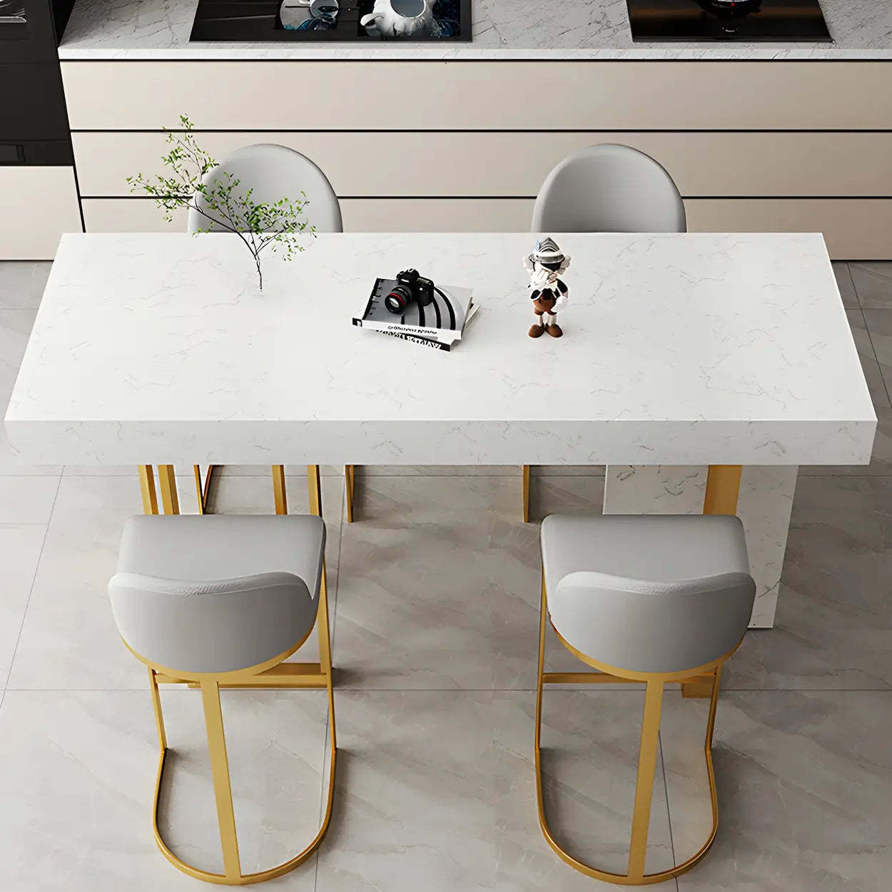 White luxury marble-top bar tables
