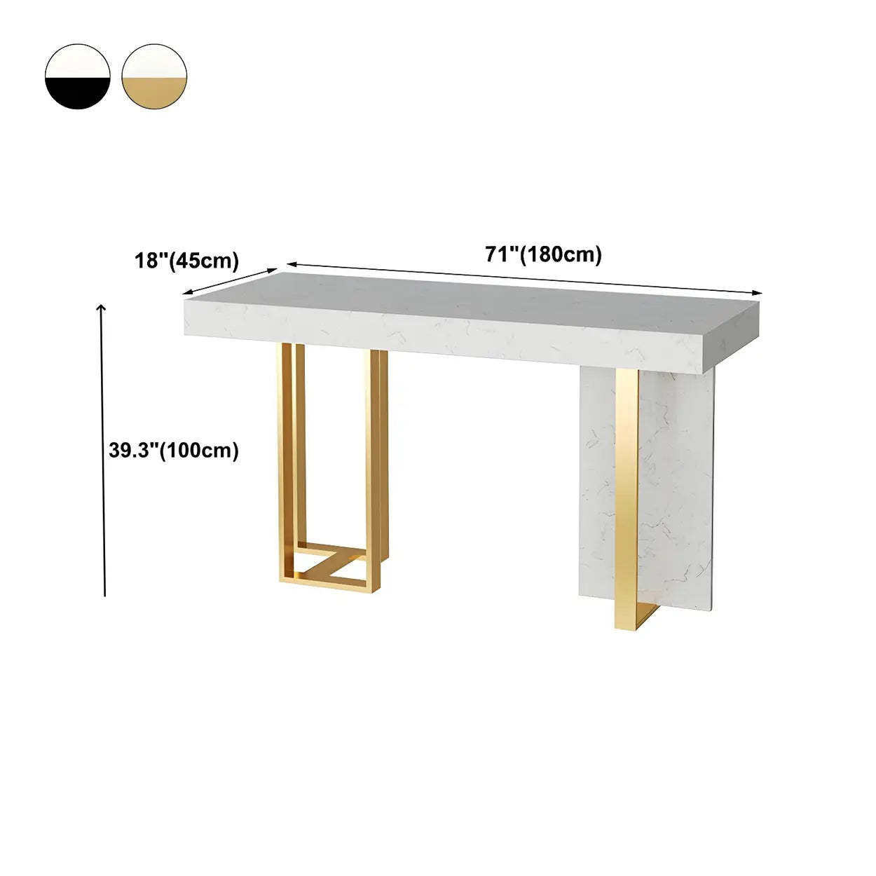 Marble-Top Gold Iron Bar Table
