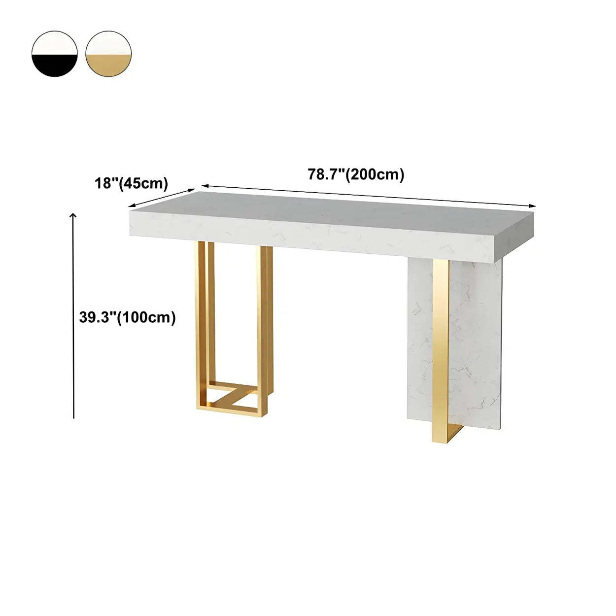 Marble-Top Gold Iron Bar Table