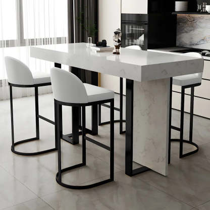 Marble-Top Gold Iron Bar Table — Black / Table Only