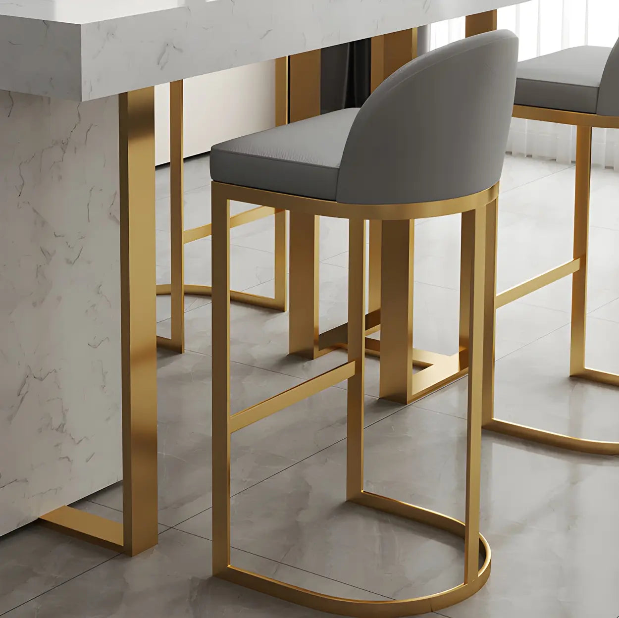 Luxury marble-top white bar tables — 78.7"L x 17.7"W x 39.3"H / Black