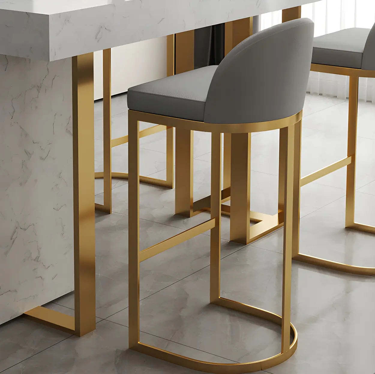 Luxury marble-top white bar tables — 78.7"L x 17.7"W x 39.3"H / Black