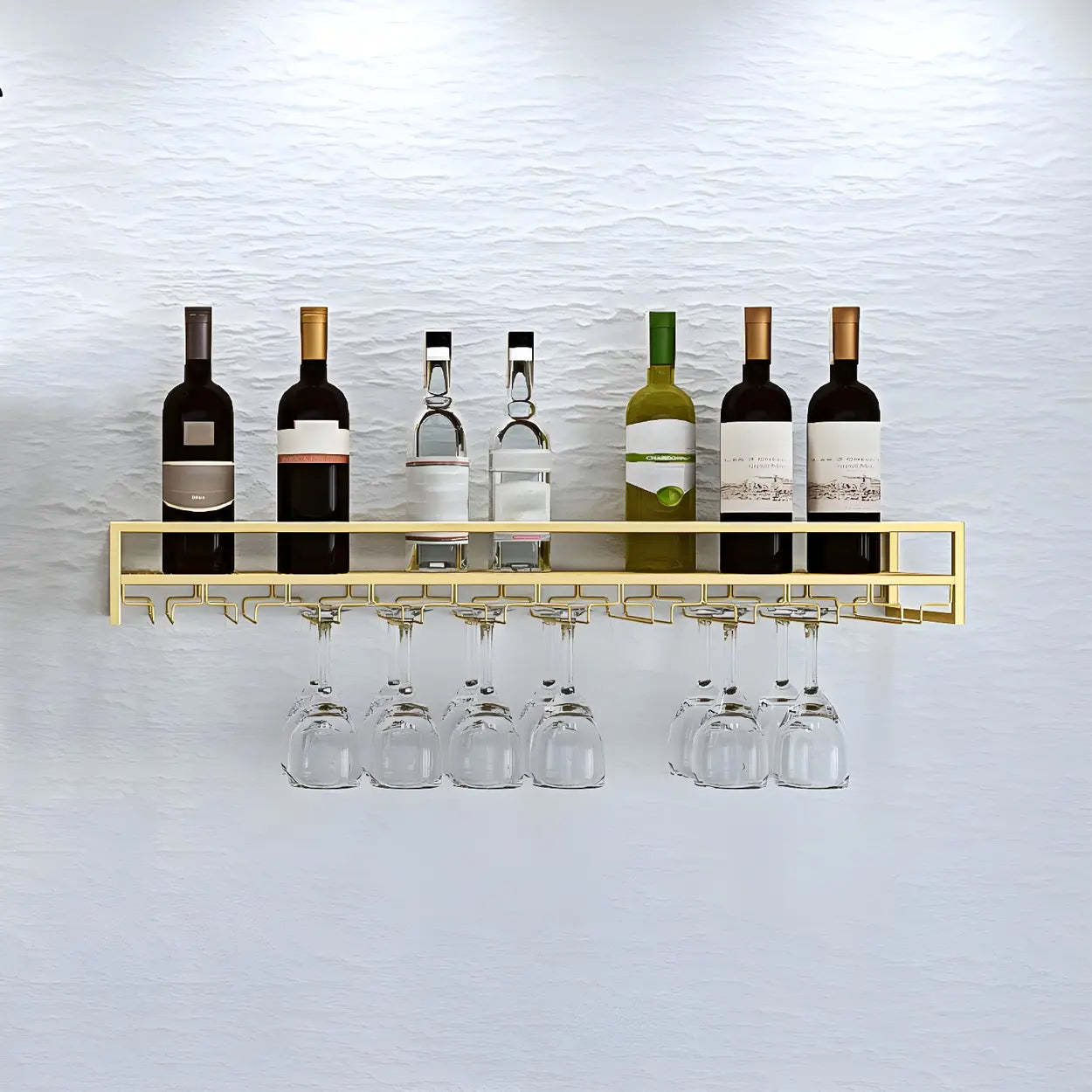 Metal Floating Wall-Mount Wine Rack — Black / 1 Piece