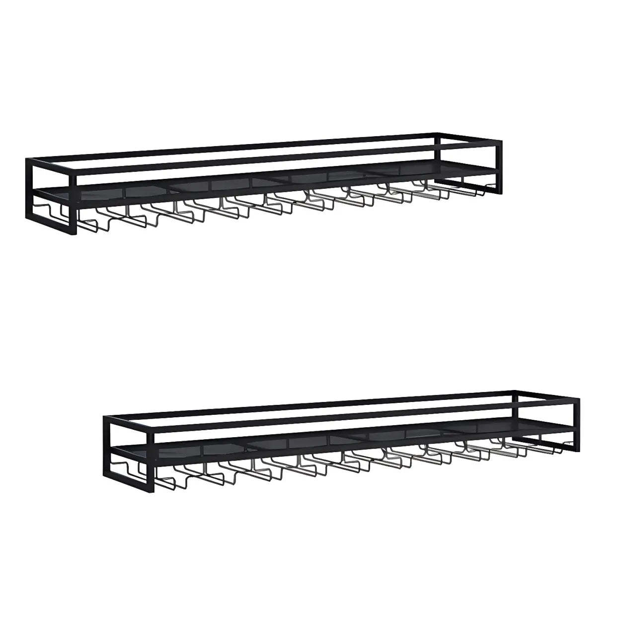 Modern wine floating wine cabinets in metal — Black / Set of 4
