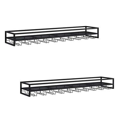 Modern wine floating wine cabinets in metal — Black / Set of 4