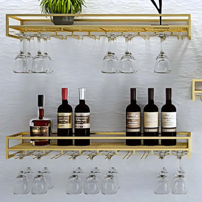 Modern floating wine gold metal wine cabinets, Lighom — Set of 4