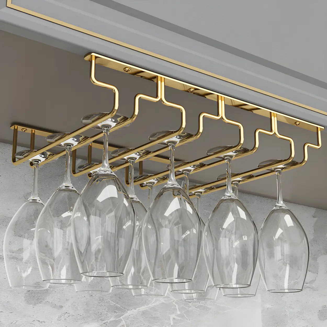 Gold Metal Hanging Wine Glass Rack — 1 Piece
