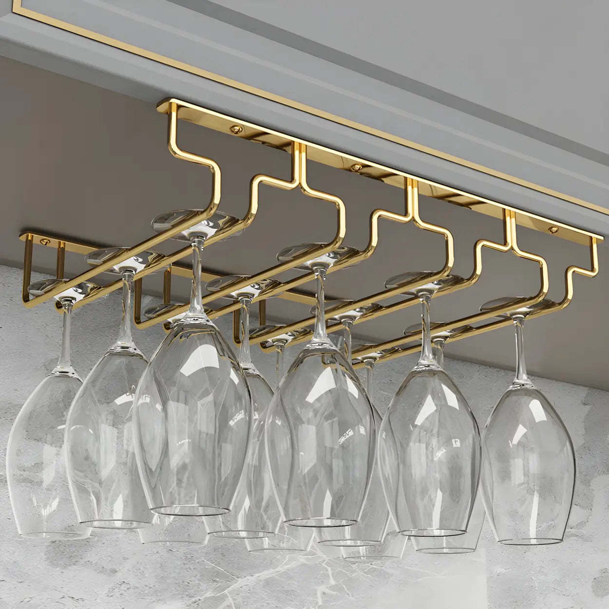 Gold Metal Hanging Wine Glass Rack — 1 Piece