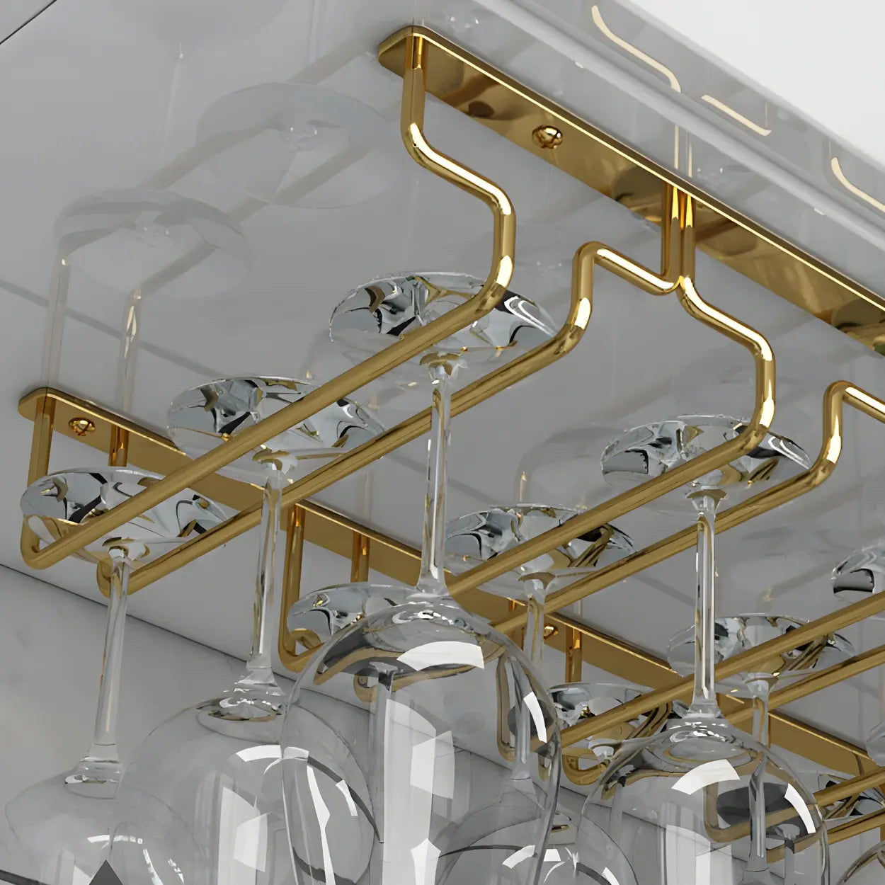 Gold Metal Hanging Wine Glass Rack