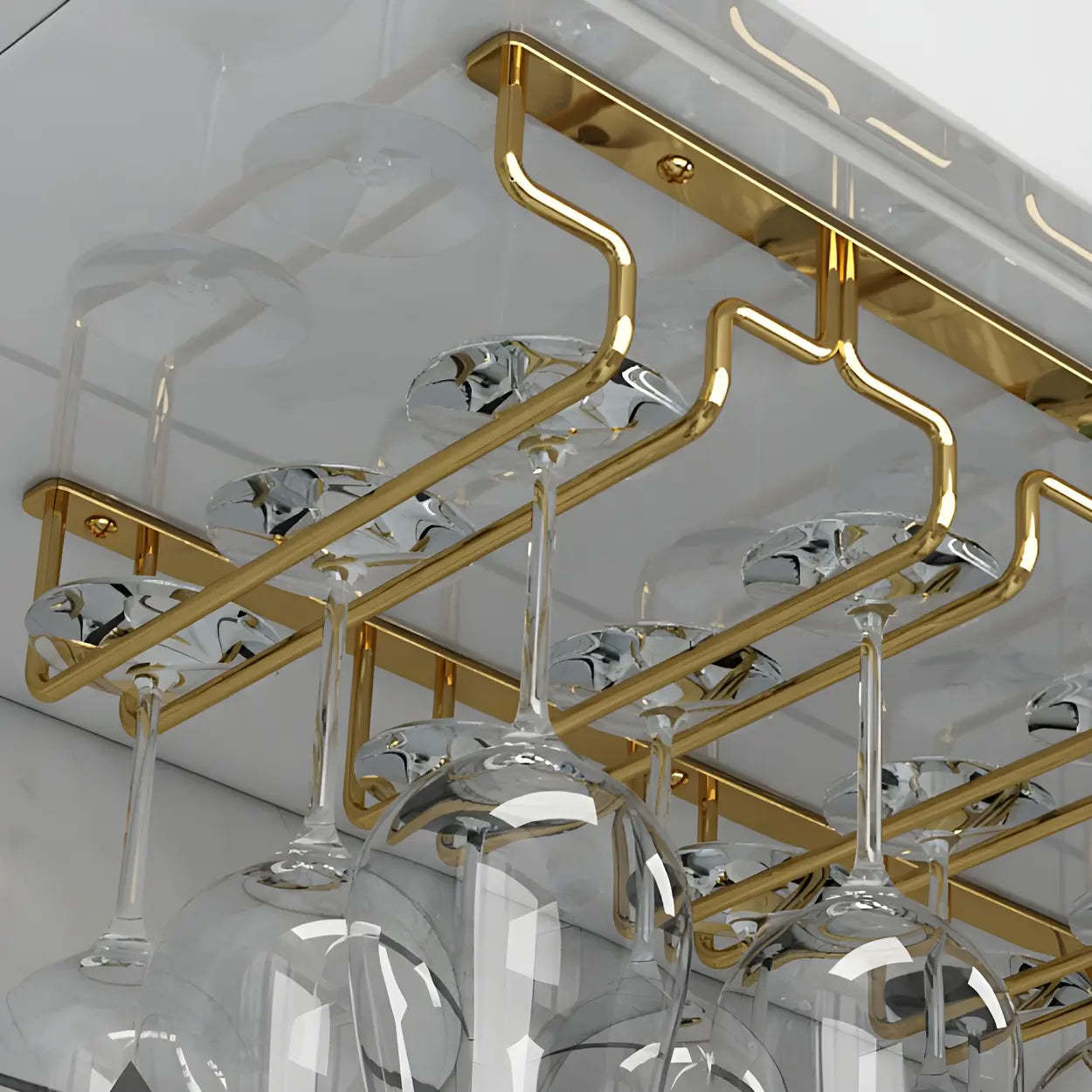 Gold Metal Hanging Wine Glass Rack