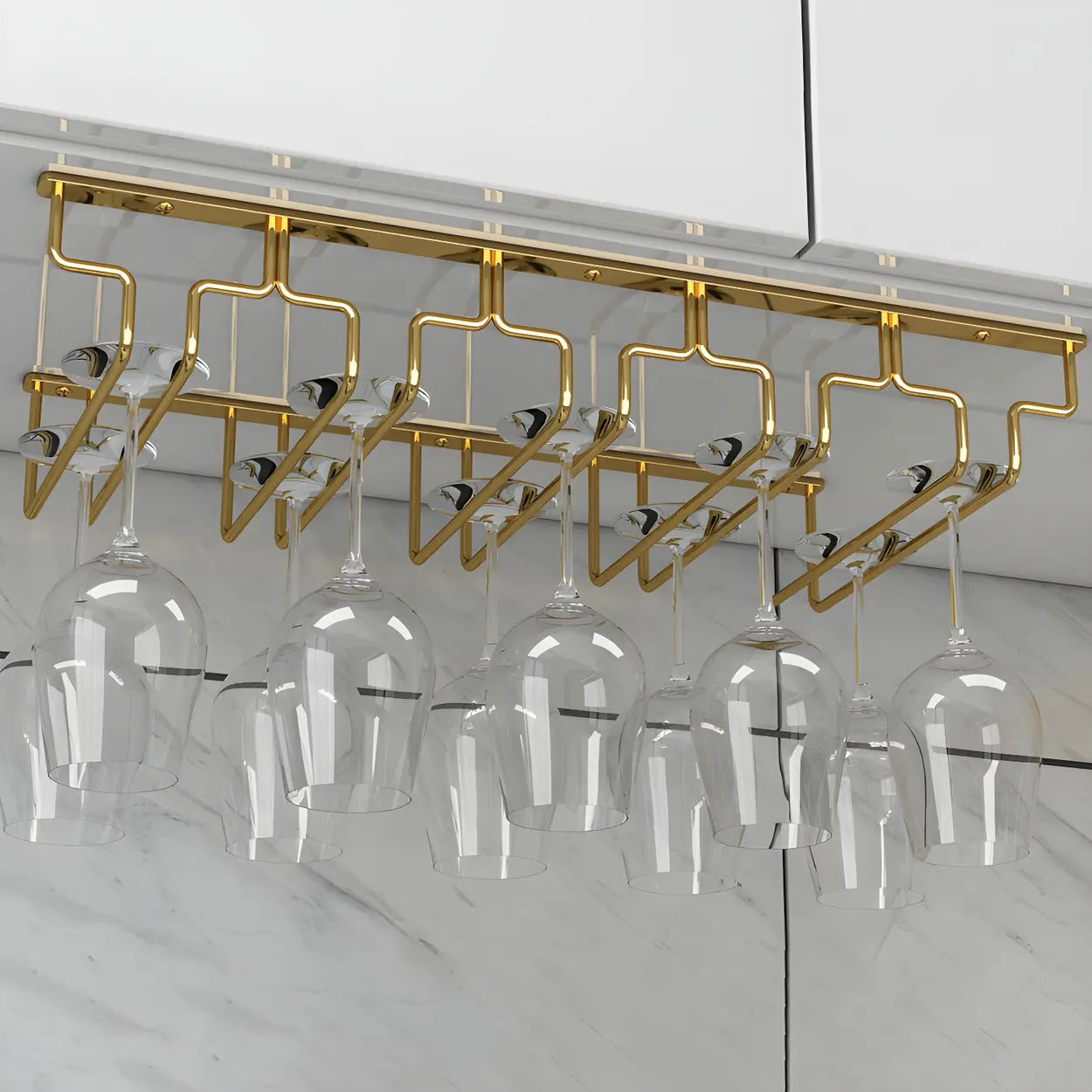 Gold Metal Hanging Wine Glass Rack