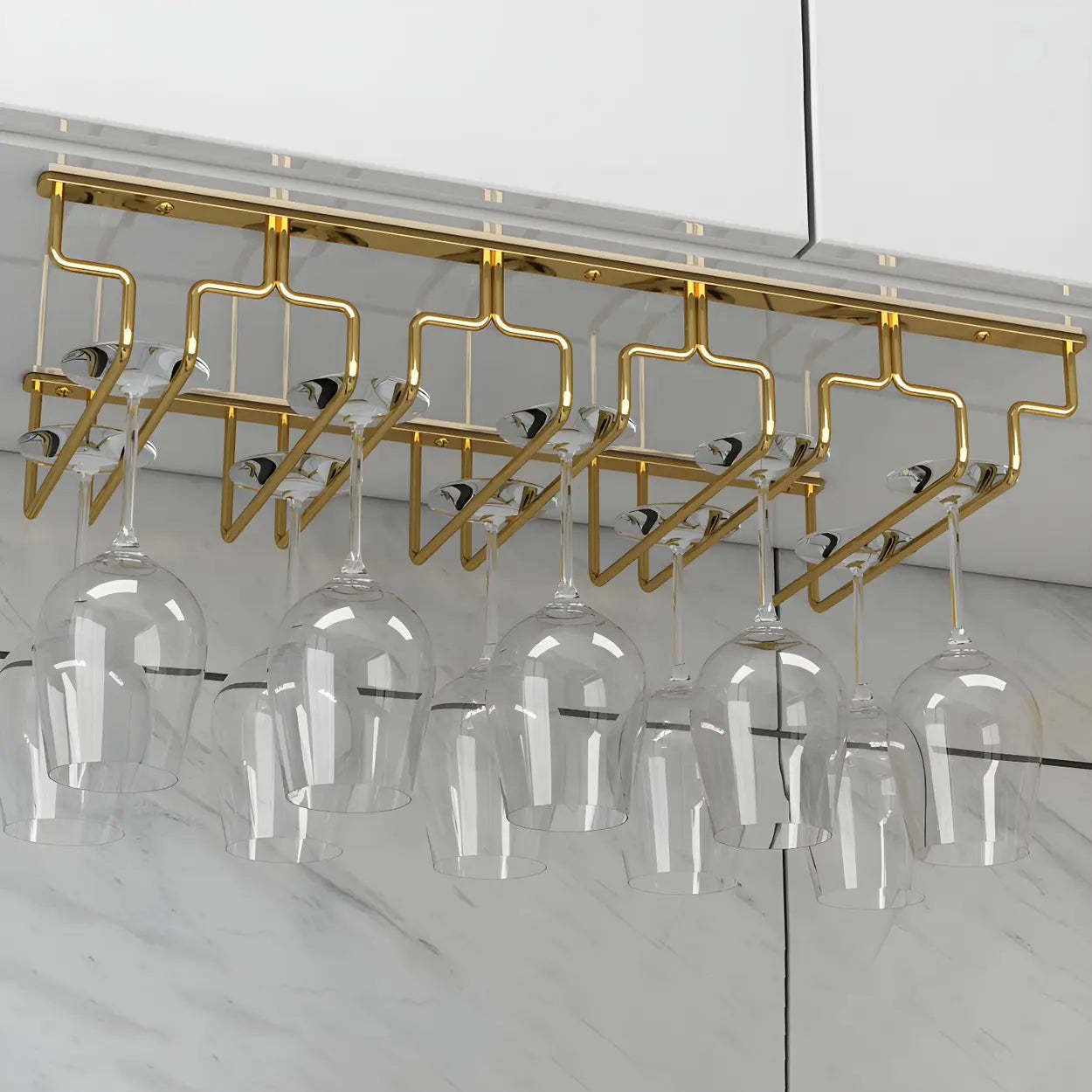 Gold Metal Hanging Wine Glass Rack