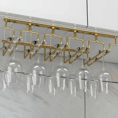 Gold Metal Hanging Wine Glass Rack
