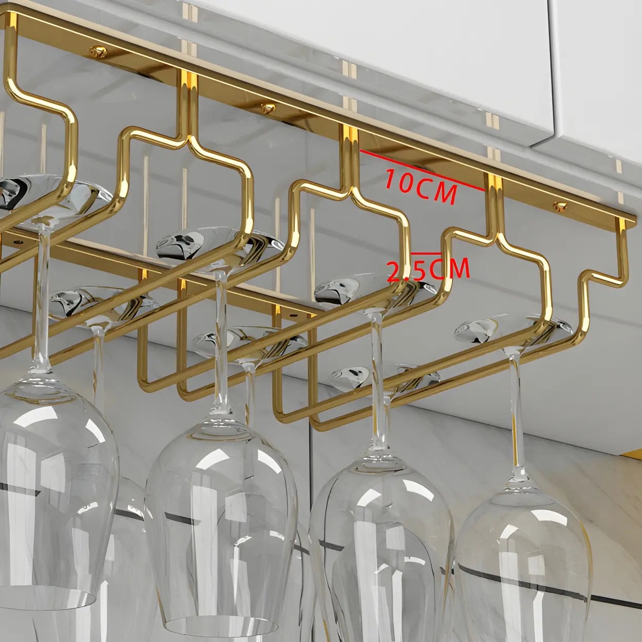 Gold Metal Hanging Wine Glass Rack