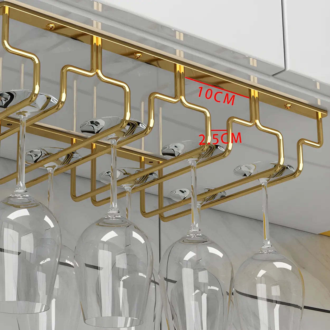 Gold Metal Hanging Wine Glass Rack