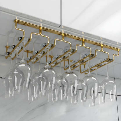Gold Metal Hanging Wine Glass Rack