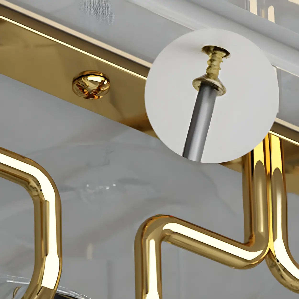 Gold Metal Hanging Wine Glass Rack